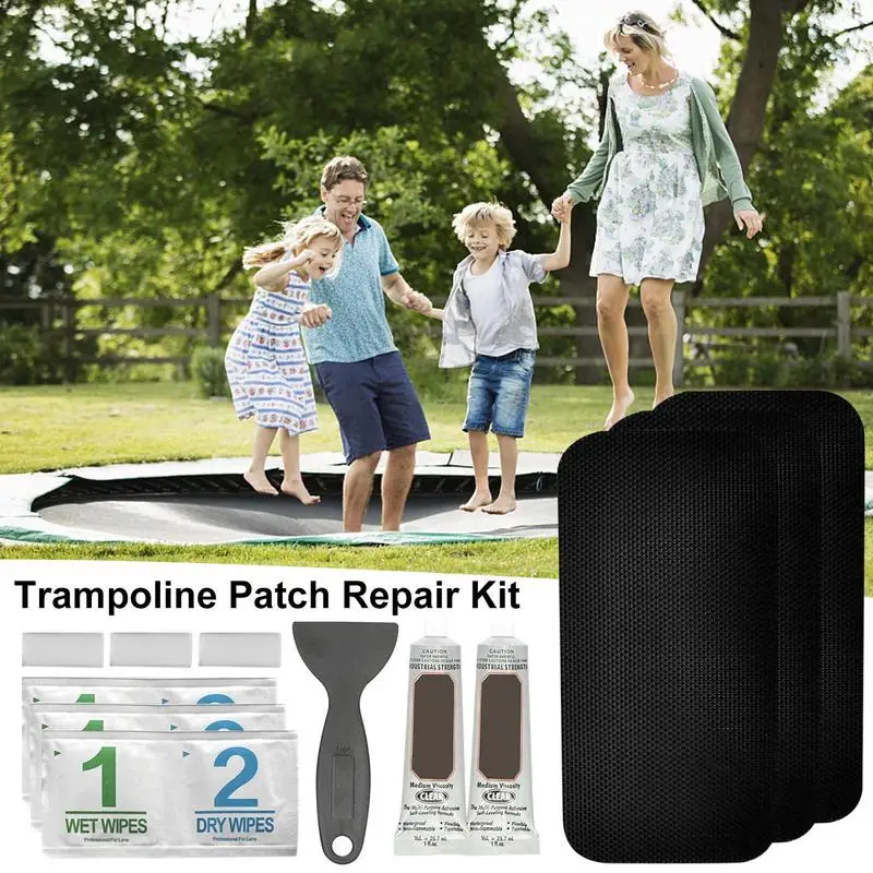 12pc Trampoline Patch Repair Kit Rectangular Large Size Trampoline Mat Repair Set For Tear Or Hole Fixing Trampoline Accessories