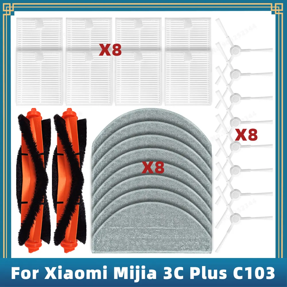 Compatibile per Xiaomi Mijia 3C Plus / 3C Pro / C103 pezzi di ricambio di ricambio accessori spazzola laterale principale filtro Hepa Mop Cloth