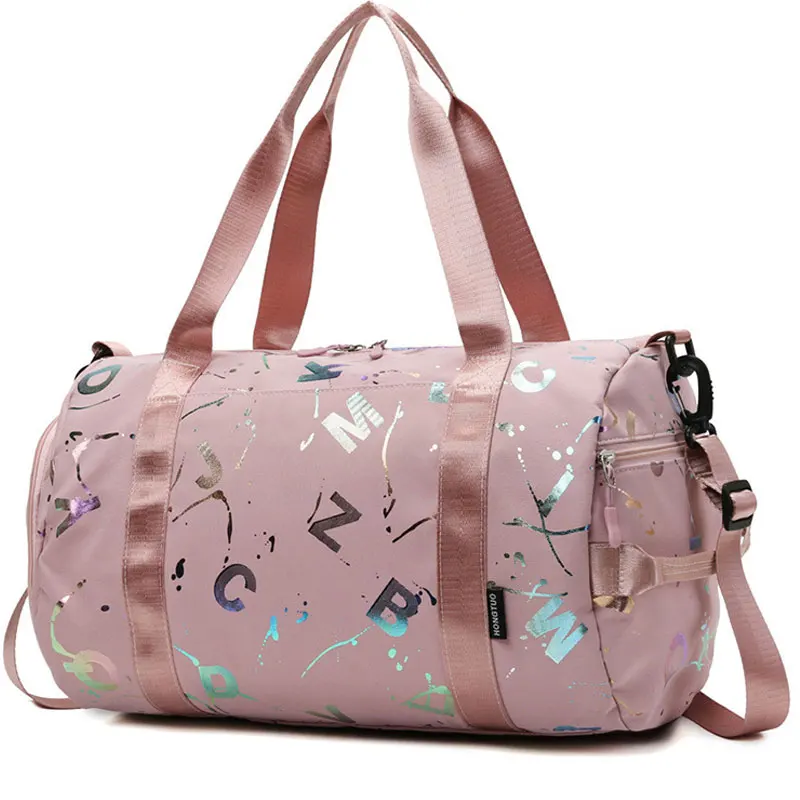 Ginásio Yoga Sport Dance Bag para meninas e meninos, impressão de letras de grafite, viagem, fitness, natação, seco, molhado, impermeável, crossbody Deffle