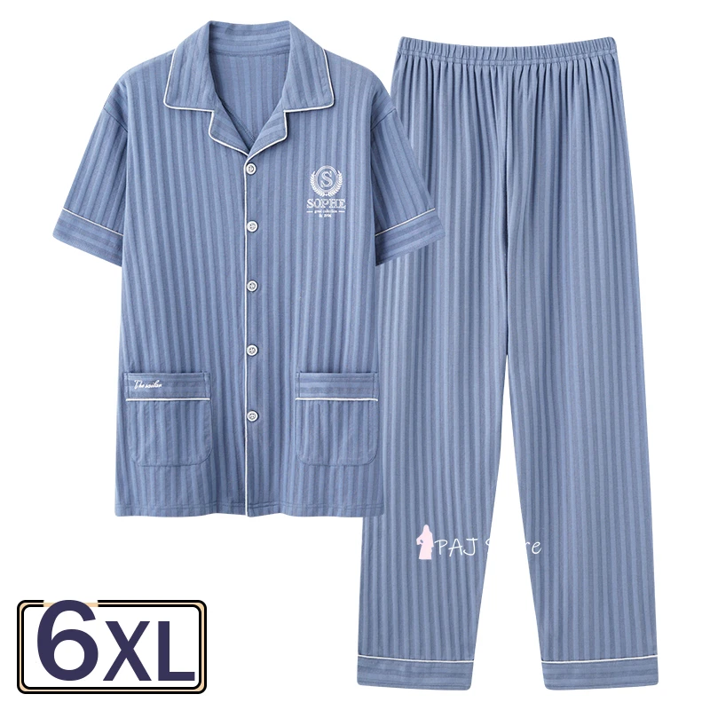 Men Pajama Sets 6xl Plus Oversized Sleepwear Long Pajamas Home Clothes Cotton Nightwear Pajama Homewear Pijamas Pyjamas Lounge men satin pajamas