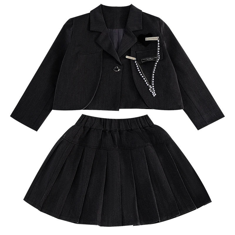 Formal Children's Girls Suit Sets Kids Clothes Jacket Skirt