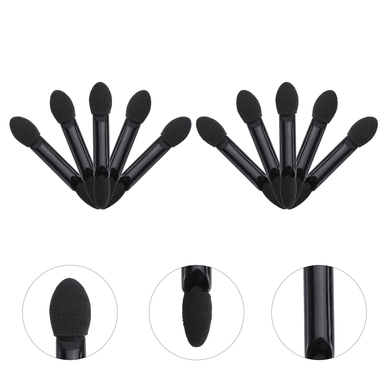 

10pcs Eyeshadow Applicators Dual Sided Sponge Tipped Oval Makeup Applicator for Home Salon ( Black )