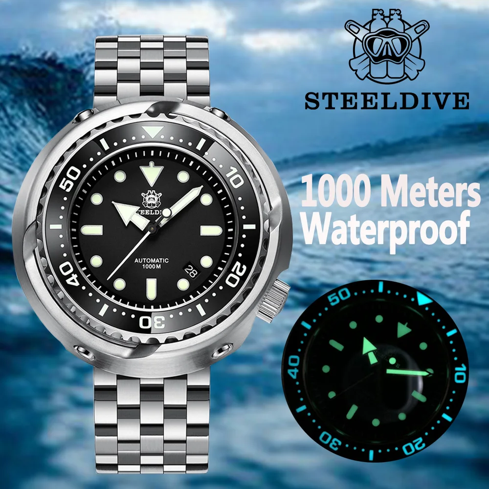 

STEELDIVE Large Tuna Watches Mens Ceramic Bezel Super Luminous 1000M Waterproof Stainless NH35 Mens Dive Mechanical Wristwatch