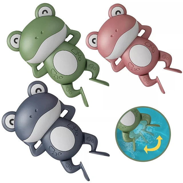 Cartoon Frog Bath Toy For Baby Swimming Pool Bathroom Beach Shower Game Duck Wind-up Clockwork Toy Summer Children Kid Water Toy 2