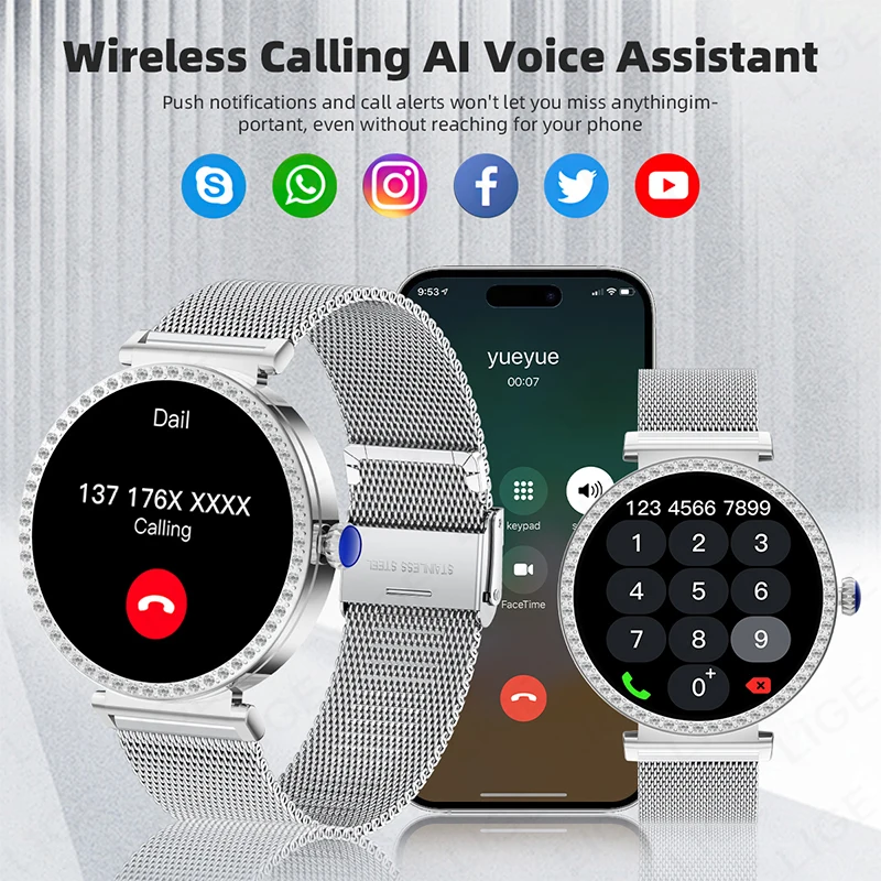 LIGE 2025 New Lady Fashion Smart Watch Women GPS Tracking Heart Rate Bluetooth Call Female Health Waterproof Outdoor Smartwatch