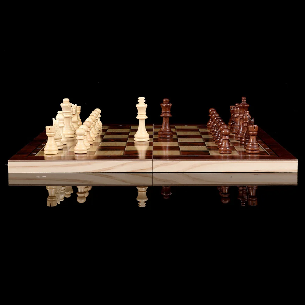 3 in 1 Folding Wooden Chess Board For Adults Chess Checkers Backgammon board game foldable chess board folding chess board