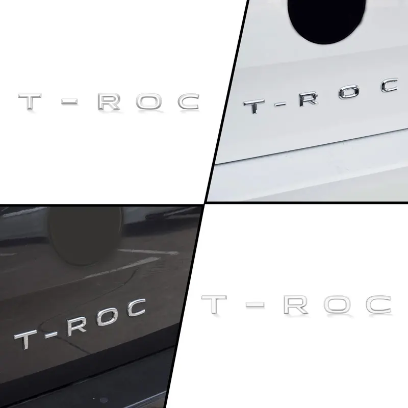 폭스바겐 TROC T-ROC 로고 자동차 액세서리용 자동차 장식 3D ABS 크롬 자동차 트렁크 엠블럼 배지 스티커