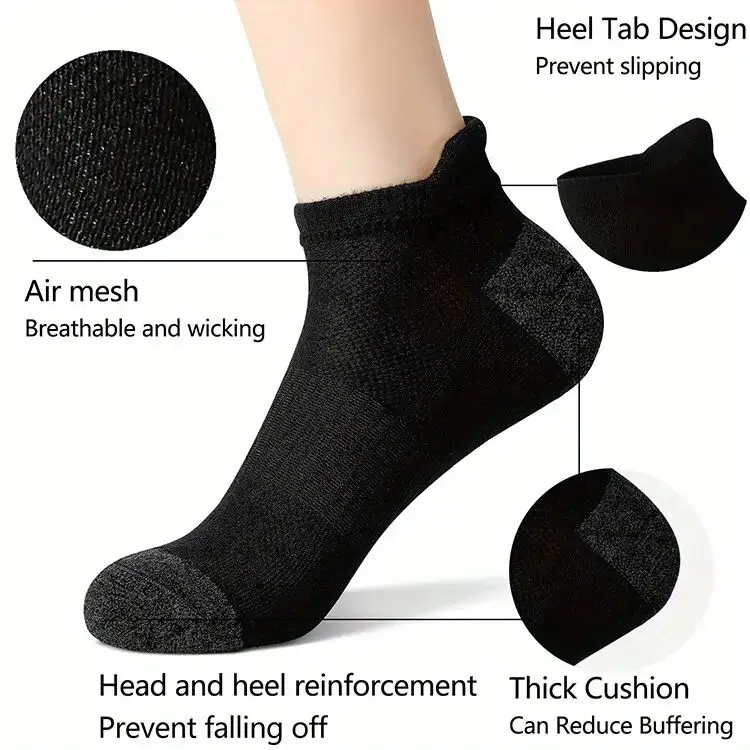 6 Pairs Cotton Man Socks Sports Solid Color Male's Short Sock For Cycling Breathable Mesh Ankle Summer Running Socks