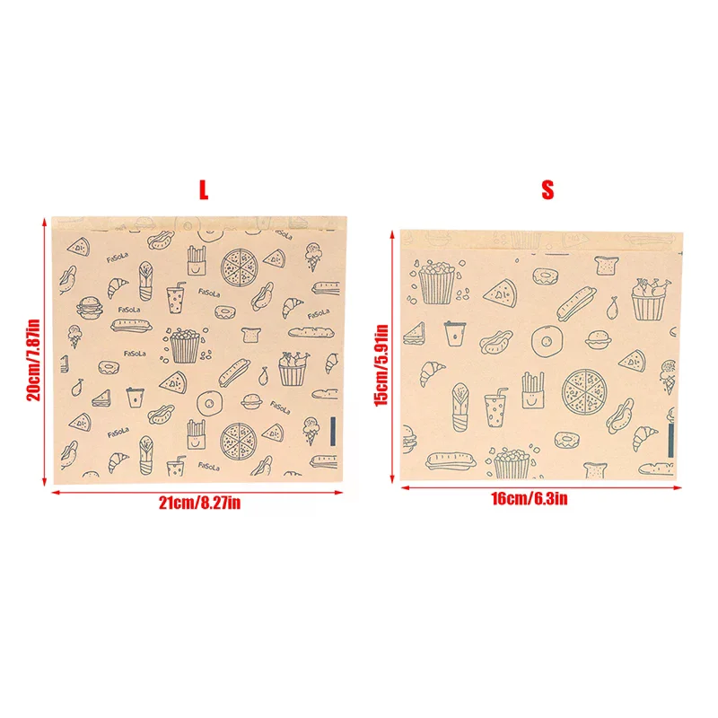 Sacchetto di carta oleata da 50 pezzi, sacchetto di carta kraft sacchetto per imballaggio alimentare imballaggio usa e getta piatto di carta da forno tappetino accessori da cucina - immagine 5
