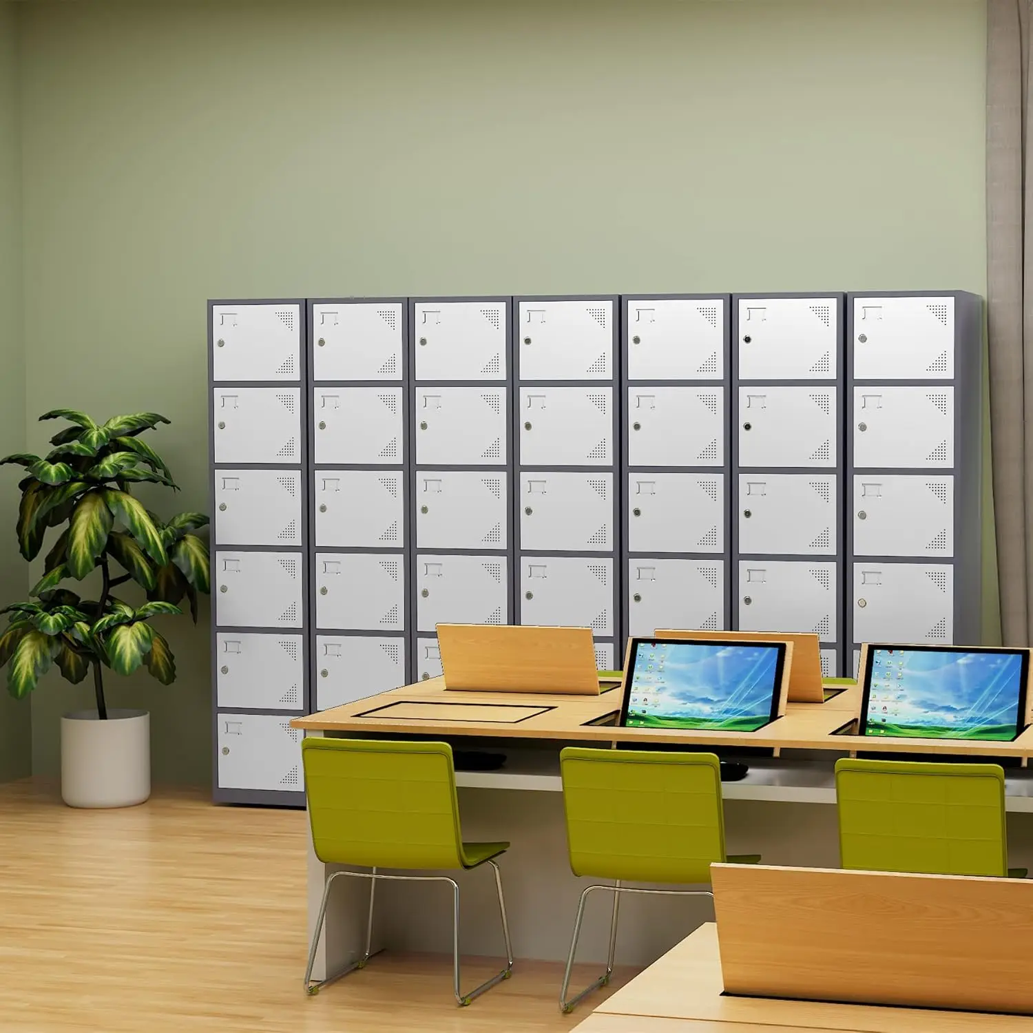 Metal Locker with 6 Doors, Tall Steel Storage Lockers