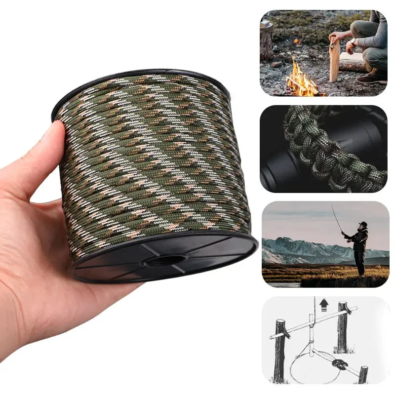 Axle Rope 30/50/100M Standard 9-Core Paracord Rope 4mm Outdoor Parachute Cord Survival Umbrella Tent Lanyard Strap Clothesline nylon cord nylon rope