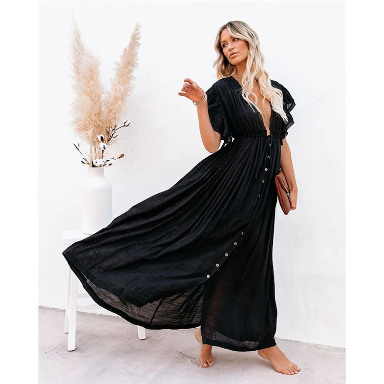 2022 Tunic for Beach Bathing suit cover ups Polyester Beach Dress Women Beachwear Bikini cover up Saida de Praia bikini cover up dress