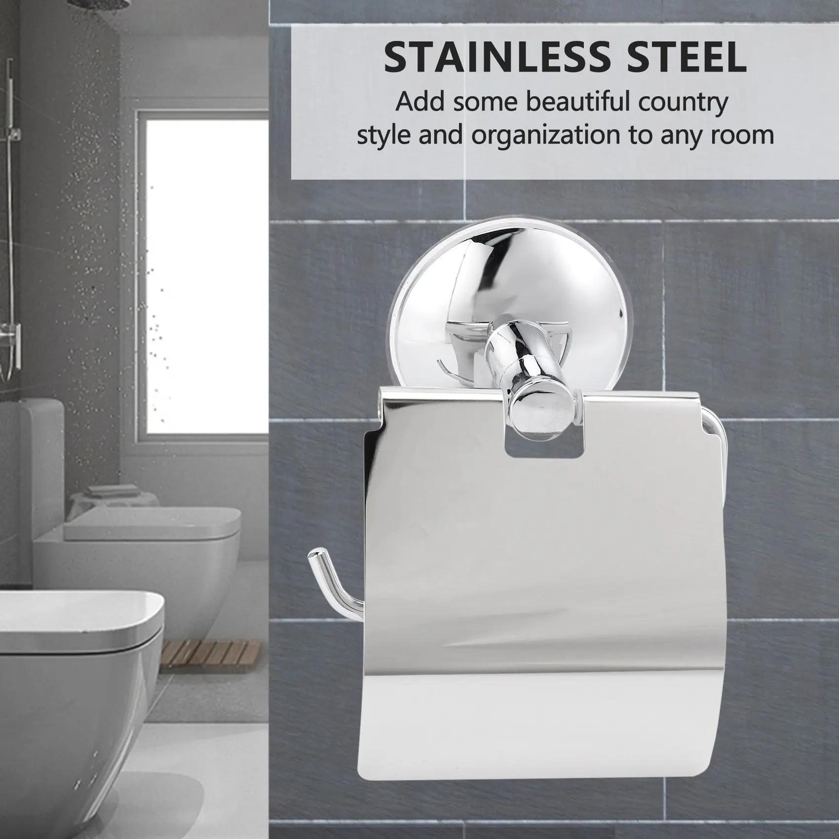 Stainless Steel Toilet paper Holder Heavy Duty Suction Wall Mount Toilet Tissue Paper Holder Bathroom Paper Roll