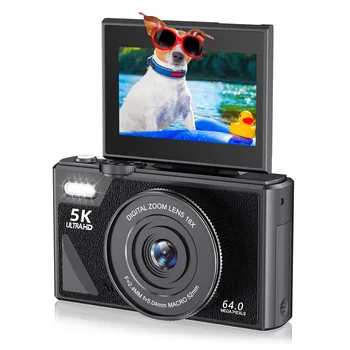 5K 75MP Digital Camera for Photography 18X Zoom YouTube Vlog Video Camera 3’’ Flip Screen Beginner Anti-shake Selfie Camcorder