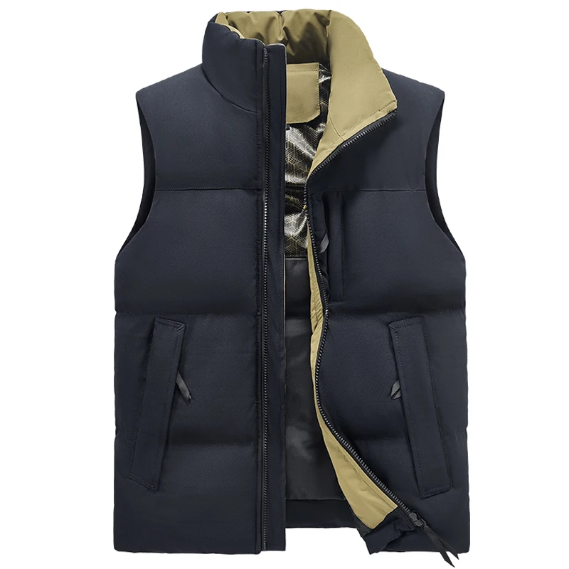 Mens Waistcoat L-6XL 7XL 8XL Autumn winter Solid color business casual sunscreen warm