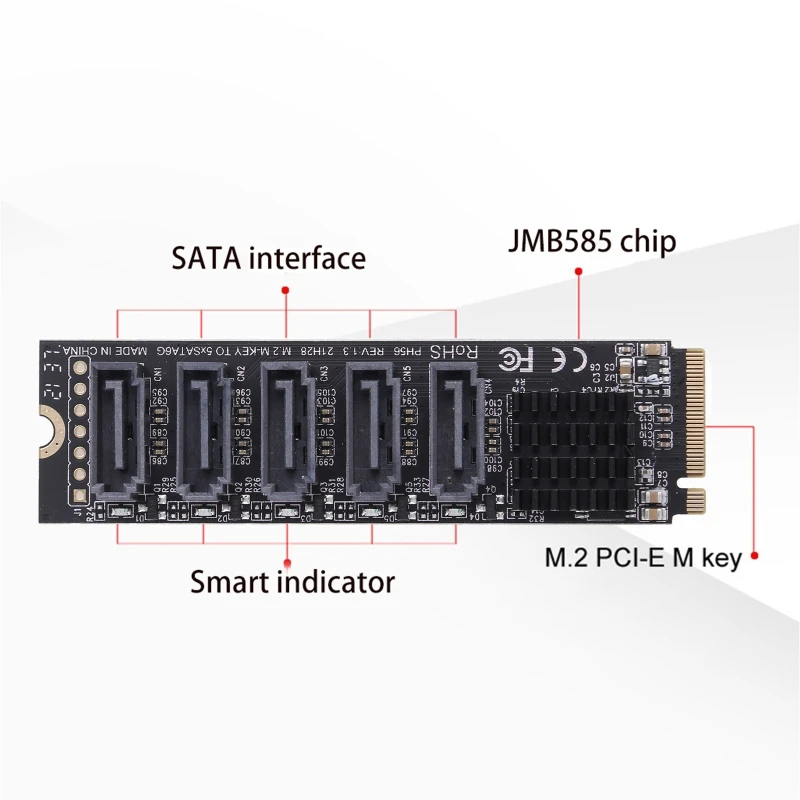 M.2(PCIe 6G SSD 어댑터 휴대용 5포트 컴퓨터 확장용
