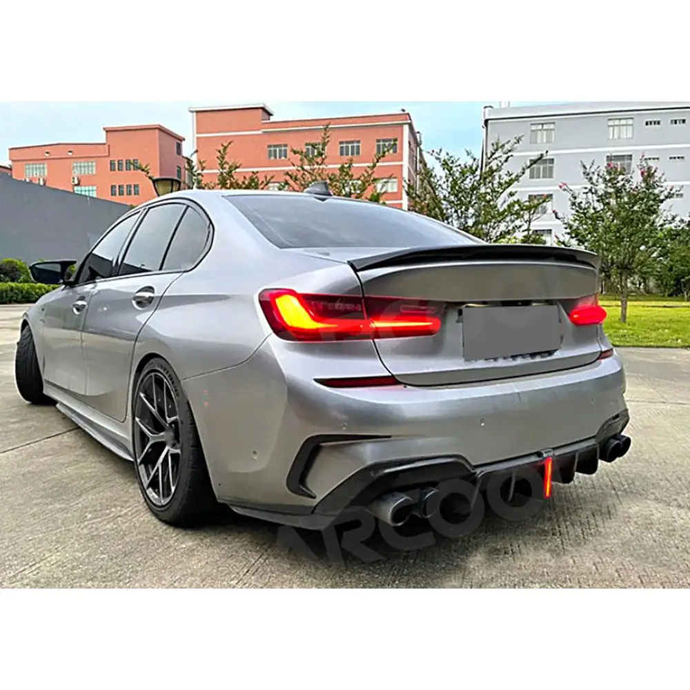 Tylny dyfuzor zderzak podbródek z bocznymi rozdzielaczami z włókna węglowego do BMW G20 G28 M Sport M340i 2020-2022 Bodykits Akcesoria