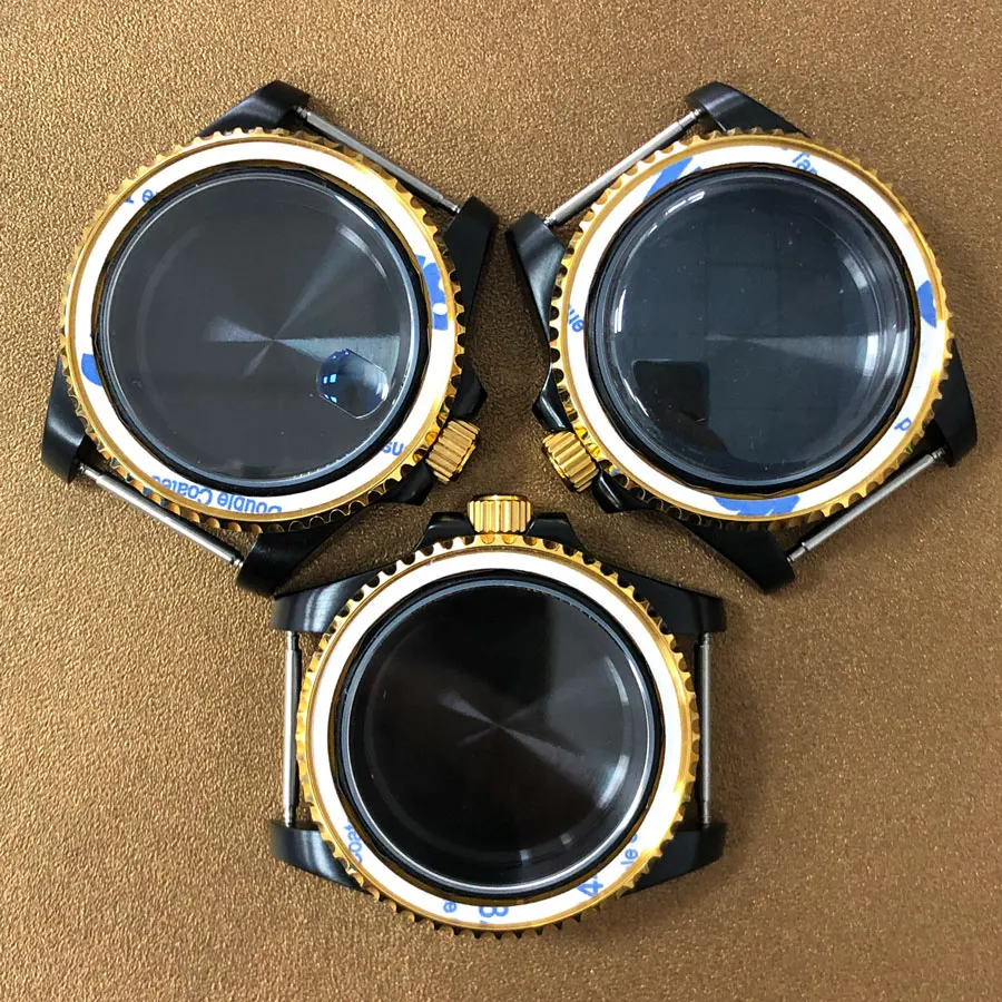 

40mm Watch Case Gold and Black PVD 40mm Sapphire Glass with NH35/NH36 Automatic Movement Stainless Steel