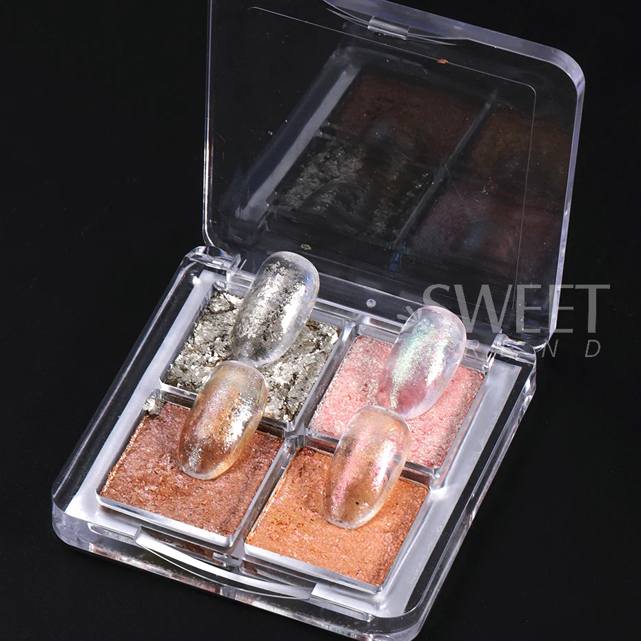 Iridescent Bling Mud Solid Nail Pigment 4 Colors Aurora Opal Glitter Powder Shimmer Chrome Sequin Japanese Manicure Decor Flakes