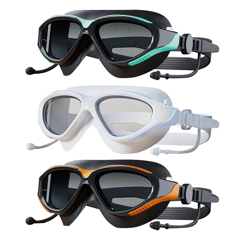 Adult Swimming Goggles Optical Swim Glasses with Earplugs HD Anti-fog Swim Eyewear Large Frame Waterproof Swimming Goggle adluts silicone swimming goggles swimming glasses with earplugs and nose clip electroplate gray blue очки для плавания