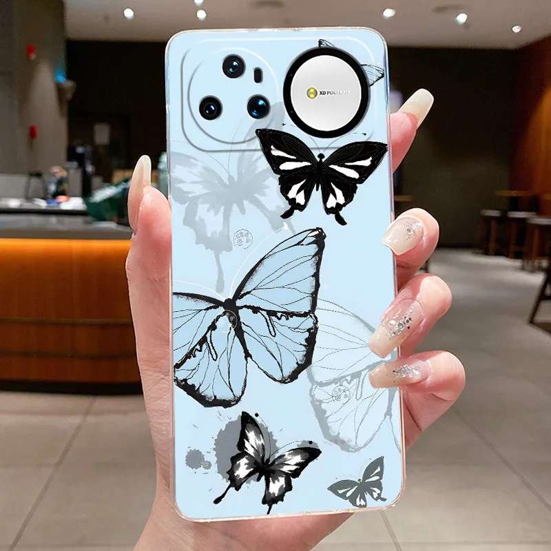 Clear Luxury Fashion Butterfly Flowers Soft TPU Phone Case