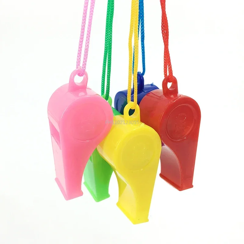 Mini Plastic Whistle with Rope 1pcs for Children Toys Kids Football Soccer Rugby Cheerleading Birthday Party Supplies