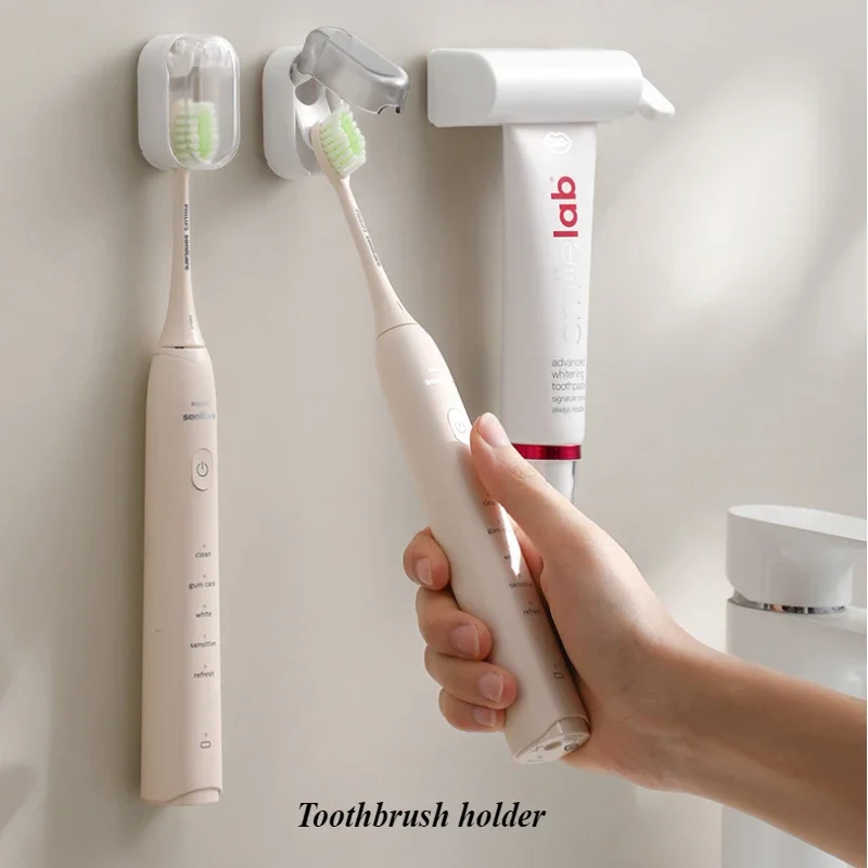 Toothbrush Holder Wall Mounted with Cover Bathroom 1 Slot Toothbrush Storage Organizer Shower Self Adhesive Hanger toothbrush holder