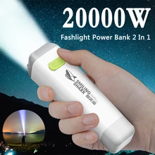 Mini Torch Highlight LED Flashlight USB Charging Flashlight Power Bank 2 In 1 Portable Camping Waterproof Far Range Flashlight
