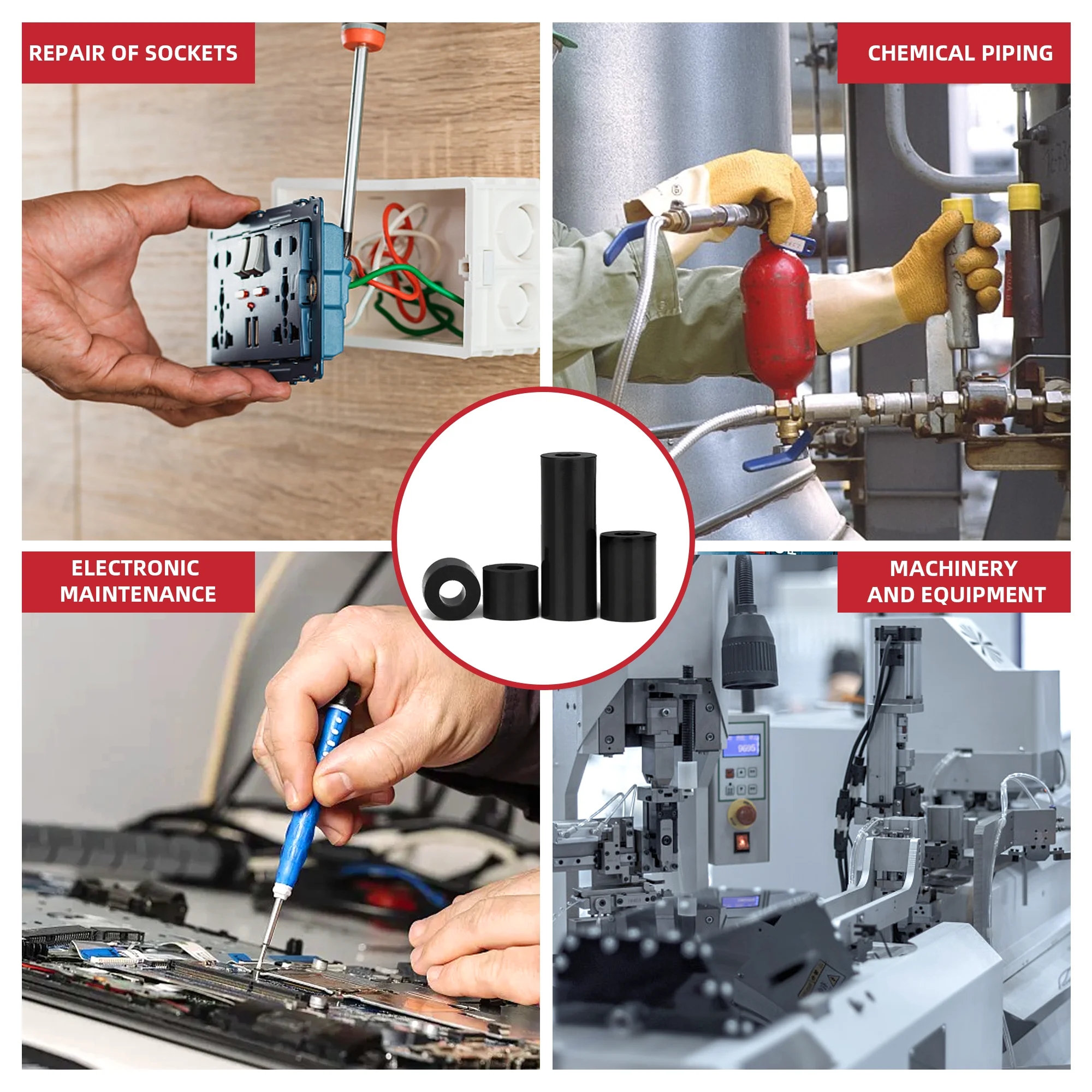 Description Picture 5 of item30/50pcs Black Nylon Round Electrical outlet Switch Screws Spacer M6 Fasteners Tools Repair Accessories Nuts protection