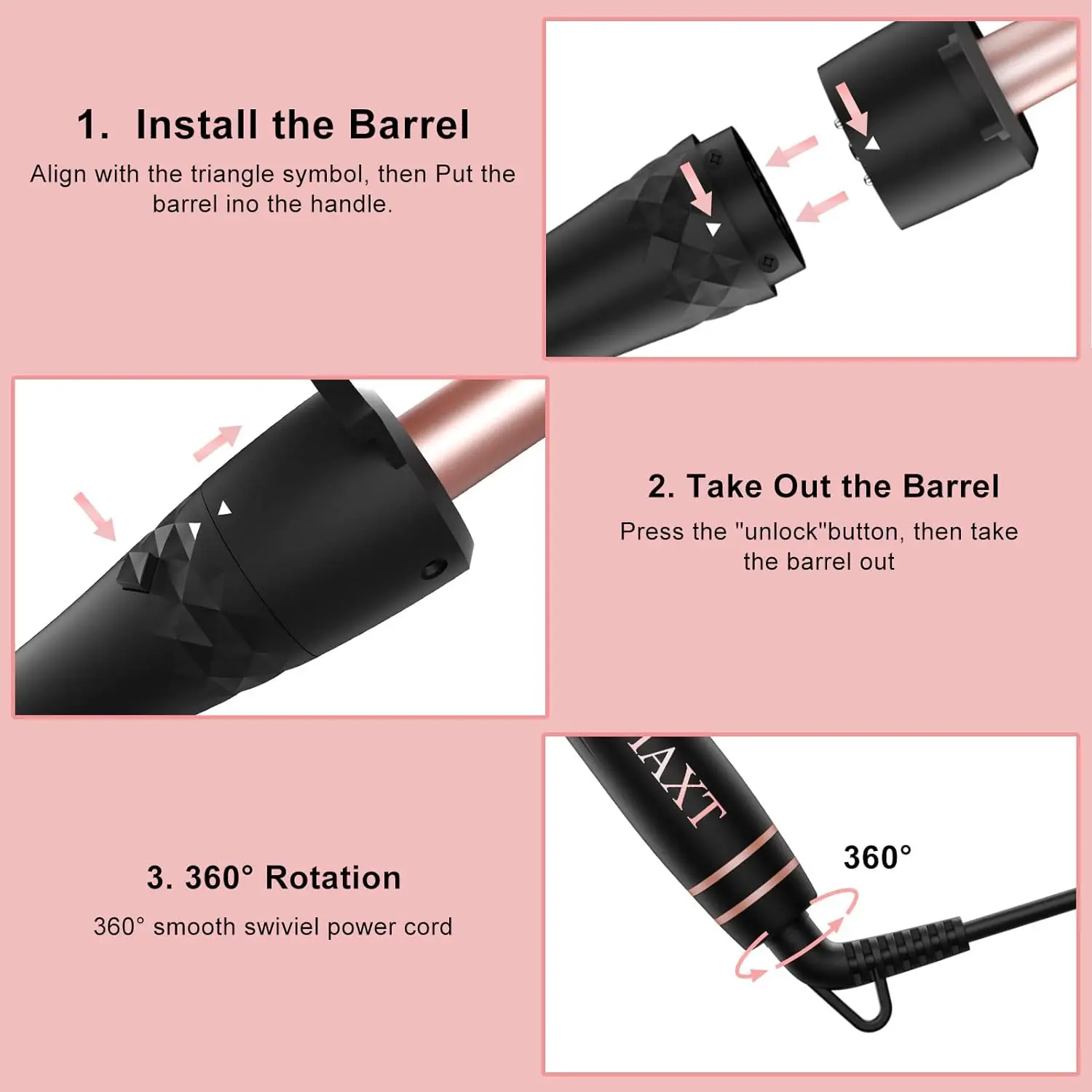 Curling Iron Set 5 in 1 Curling Wand Set Interchangeable Triple Barrel Curling Iron and Curling Brush Ceramic Barrel Wand Curl