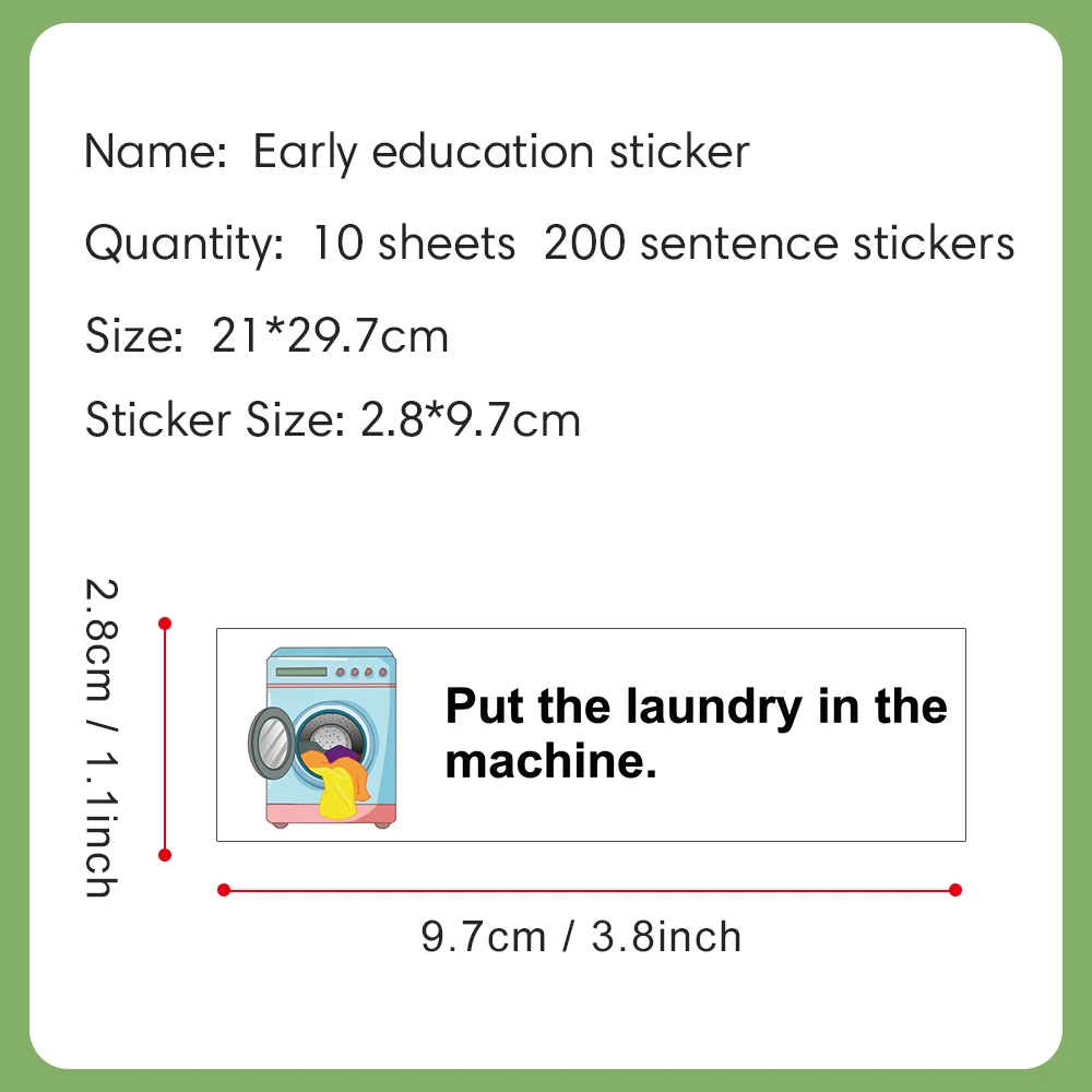 Kids English Words Learning Stickers Decorative Family Daily Routines Sentences Rewards Sticker Teacher Teaching Aids Montessori 3
