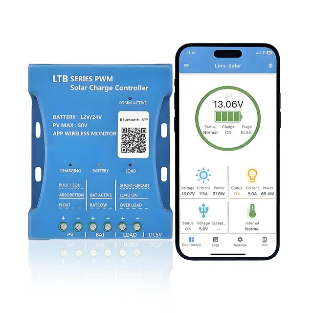 Contrôleur de charge solaire Y&H 20A 30A avec régulateur Bluetooth 12V/24V intelligent PWM pour batteries au plomb, LiFePO4, lithium 1