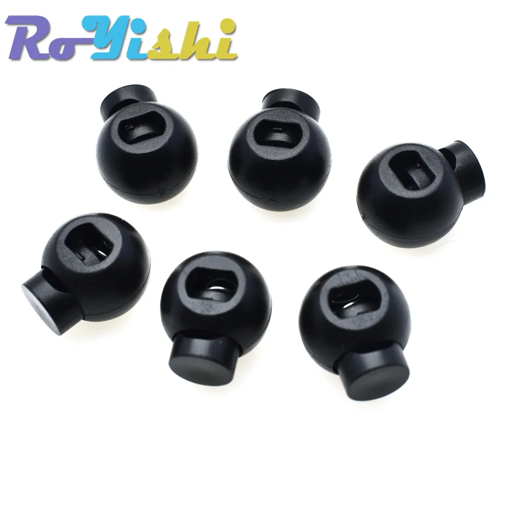 Detachable Stopper Cord Lock Stopper Cord Stopper Cord Lock Cord End Lock 10 Pcs/Pack Cord Lock Round Ball Toggle Stopper Plastic Size:17mm*14.5mm*12mm Toggle Clip Black