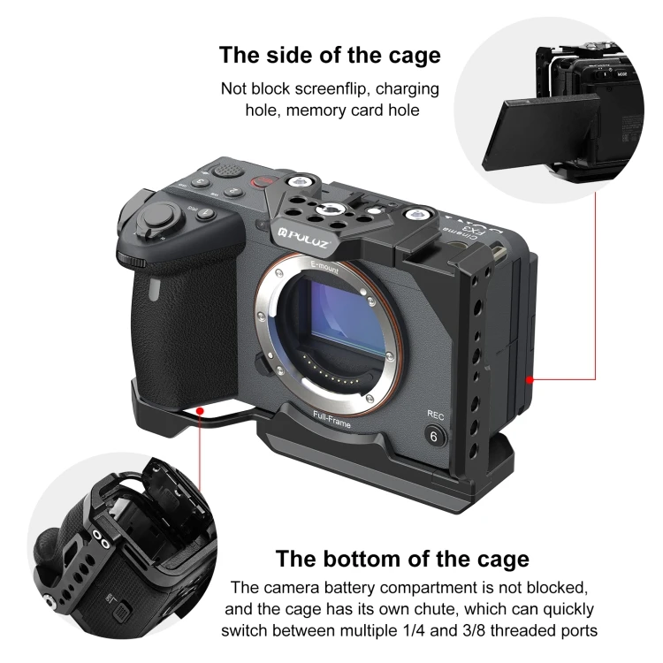 Camera Cage For Sony ILME-FX30 / FX3 Metal Cage Stabilizer Rig with NOTA Slider