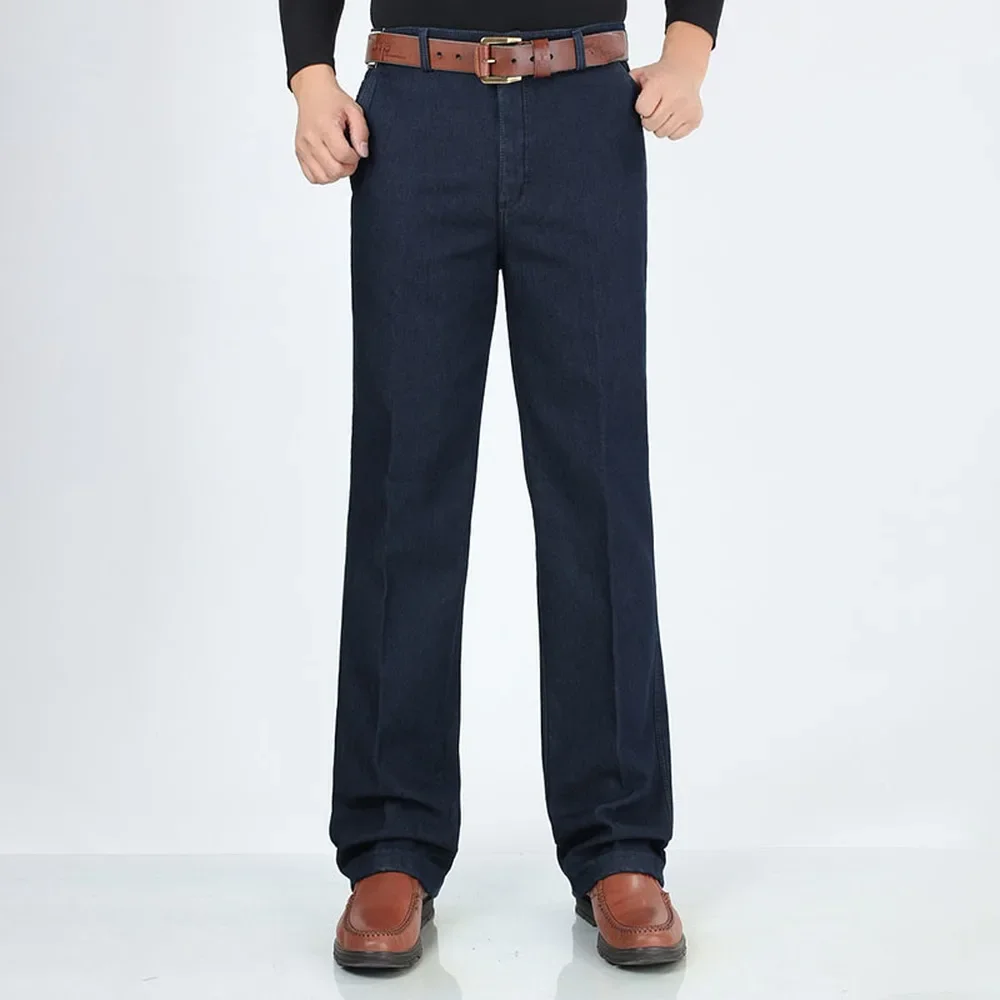 Big Size Classic Business Jeans For Men Autumn Winter Male Casual High Quality Thick Fleece Warm Elastic Denim Pants Size 30-44 3