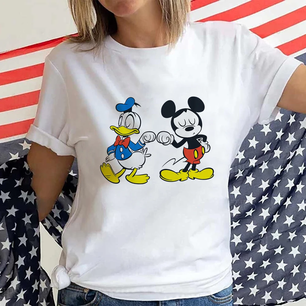 

Disney Mickey and Donald T-shirt for Women Short Sleeve Trend Streetwear Fashion Y2k Tops Best Friend Harajuku T Shirt Blouse