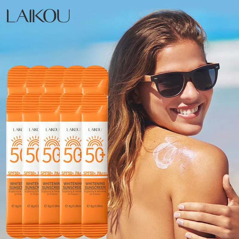 10pcs LAIKOU SPF 50 Sunscreen Long Lasting UV Protector Sunblock Moisturizing Skin Protective Cream