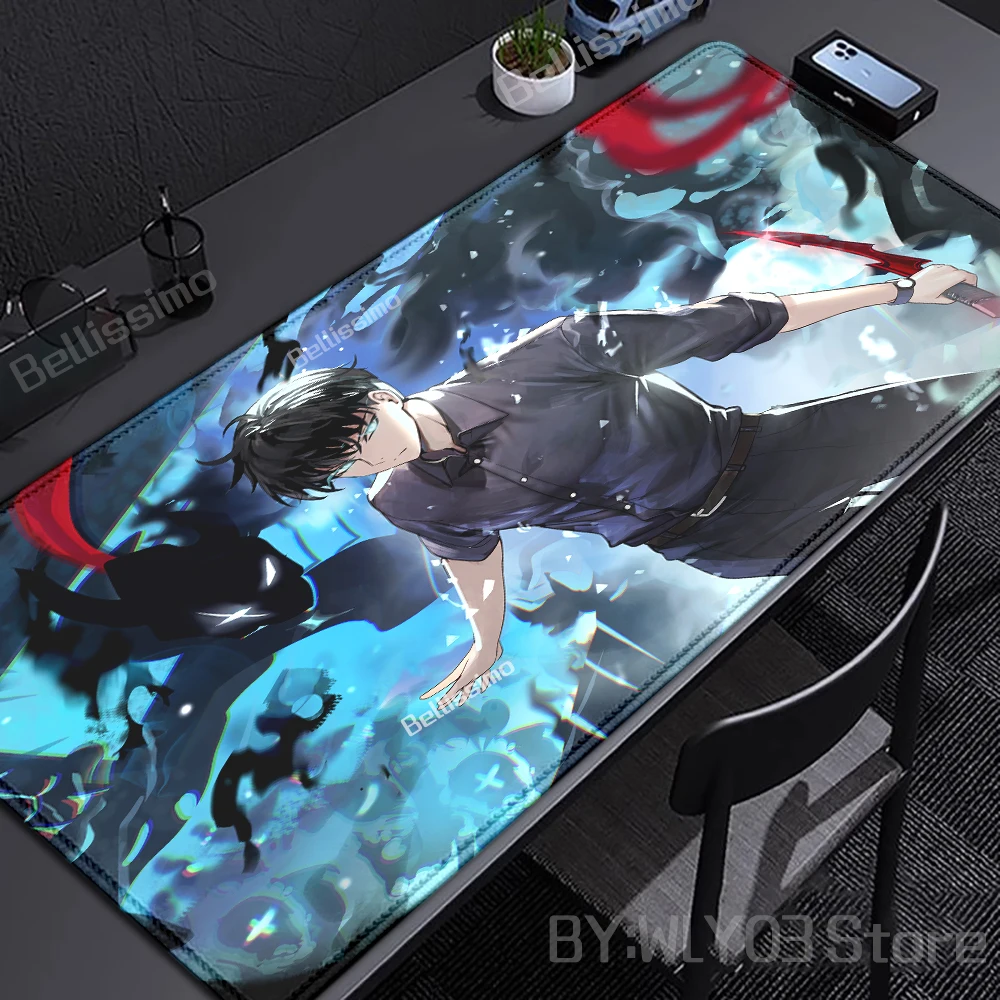 Premium Anime Solo Leveling Gaming Desk Mat - Extra-Large Non-slip HD Mouse Pad with Locking Edges (90x40cm)