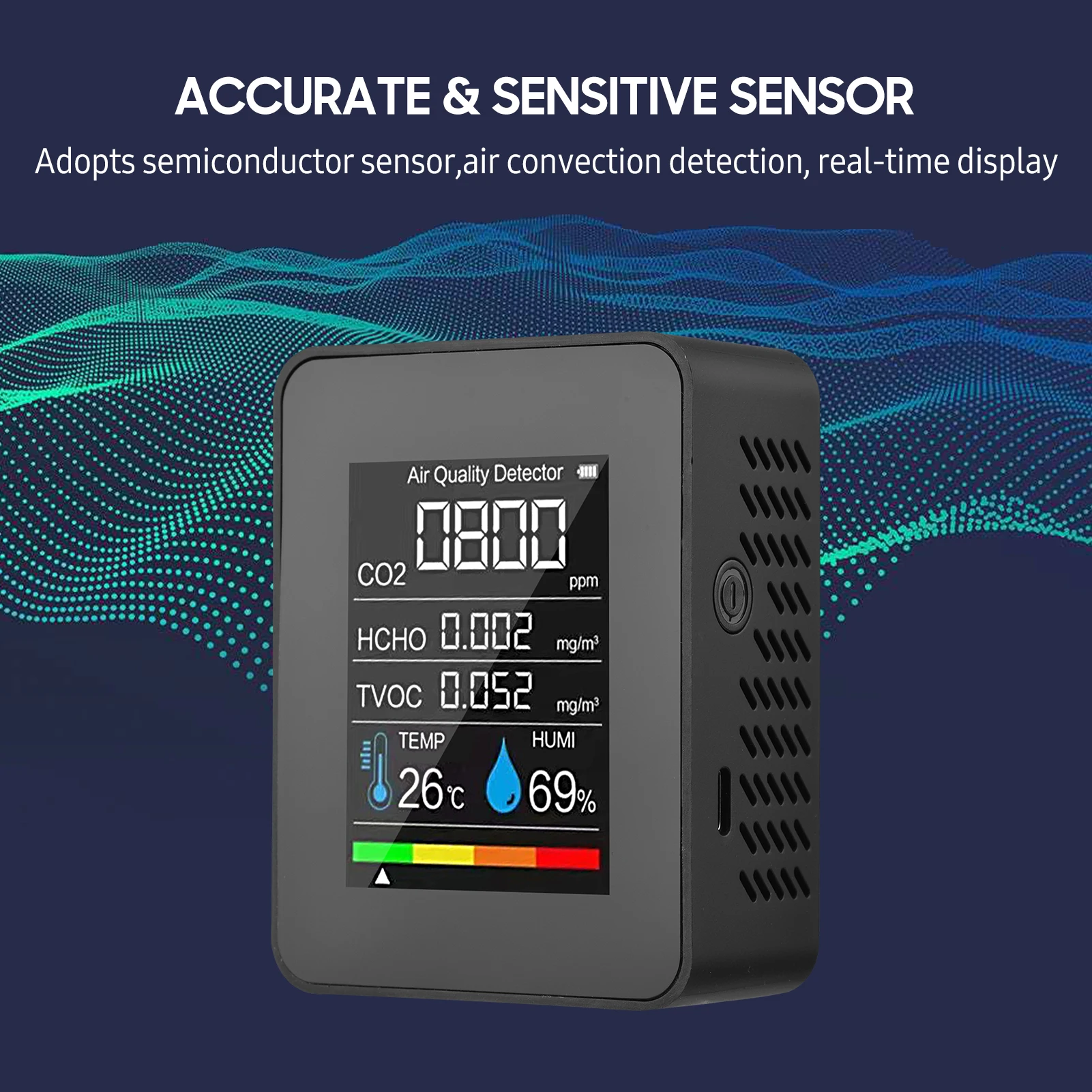 ǳ  , ˵ HCHO TVOC ׽, LCD µ  ׽, ˶ CO2 跮, 5 in 1