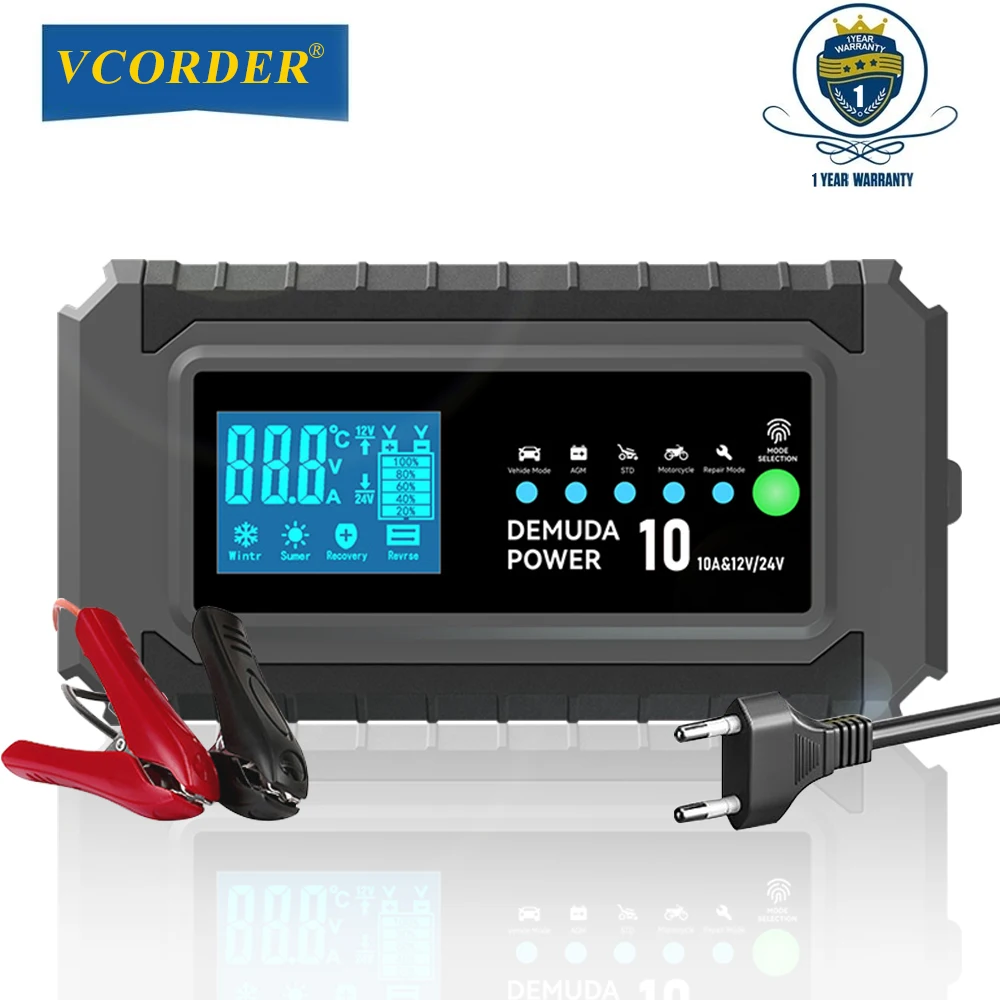 12V 10A Automotive Battery Charger 24V 5A Car Battery Charger Fast Charging For AGM GEL WET Lead Acid LCD Display Motorcycle