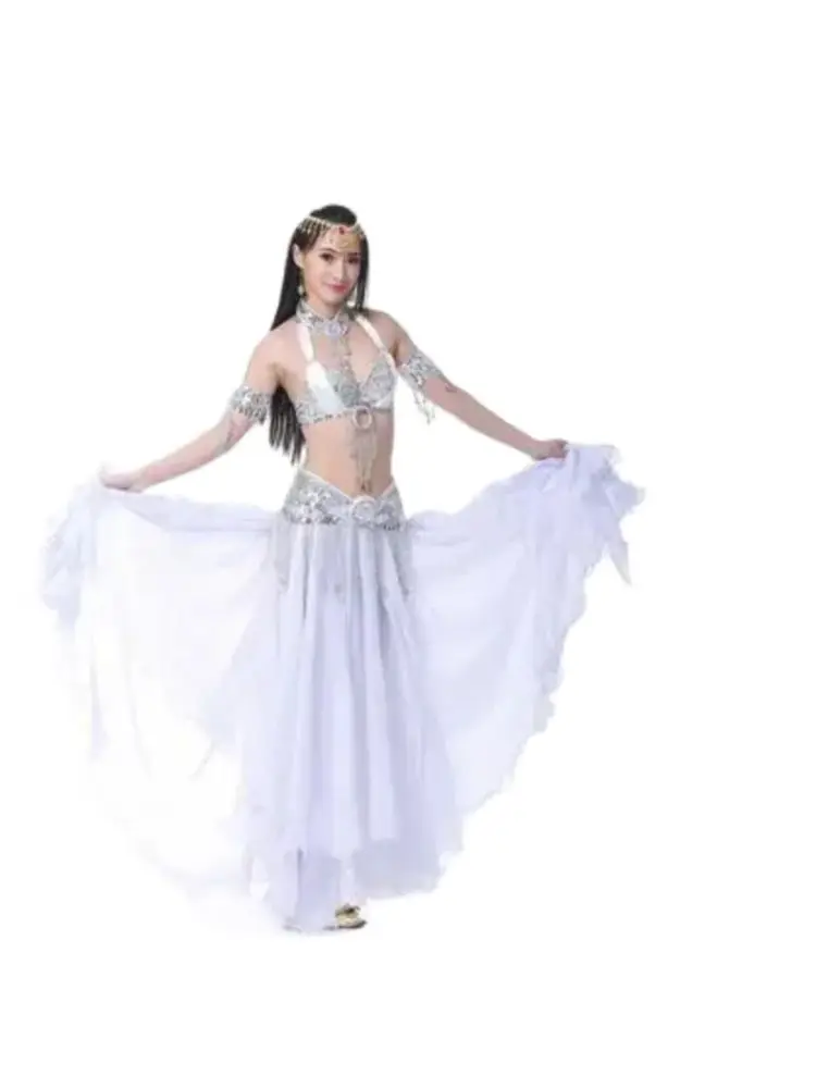 

1pcs/lot lady chiffon belly dancing long skirt split solid skirt female performance dancing skirt free size