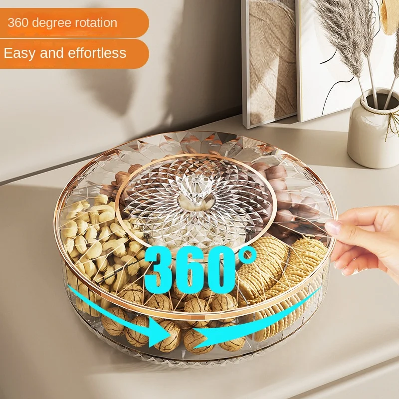 Snack Storage Box 360-degree Rotating Transparent Candy and Dried Fruit Storage Box Home Snack Tray Desktop Decor storage box storage tray rotating storage organizer