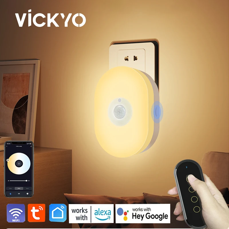 

VICKYO Tuya WiFi Smart Home Sensor Night Light Infrared Human Body Sensing APP Voice Control For Bedroom Hallway Wall Decor
