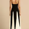 Contrast Sling Large Hem A Line Dress For Women Elegant Patchwork Slip Maxi Robe Female  Fashion Sexy Evening Lady Long Vestidos 5