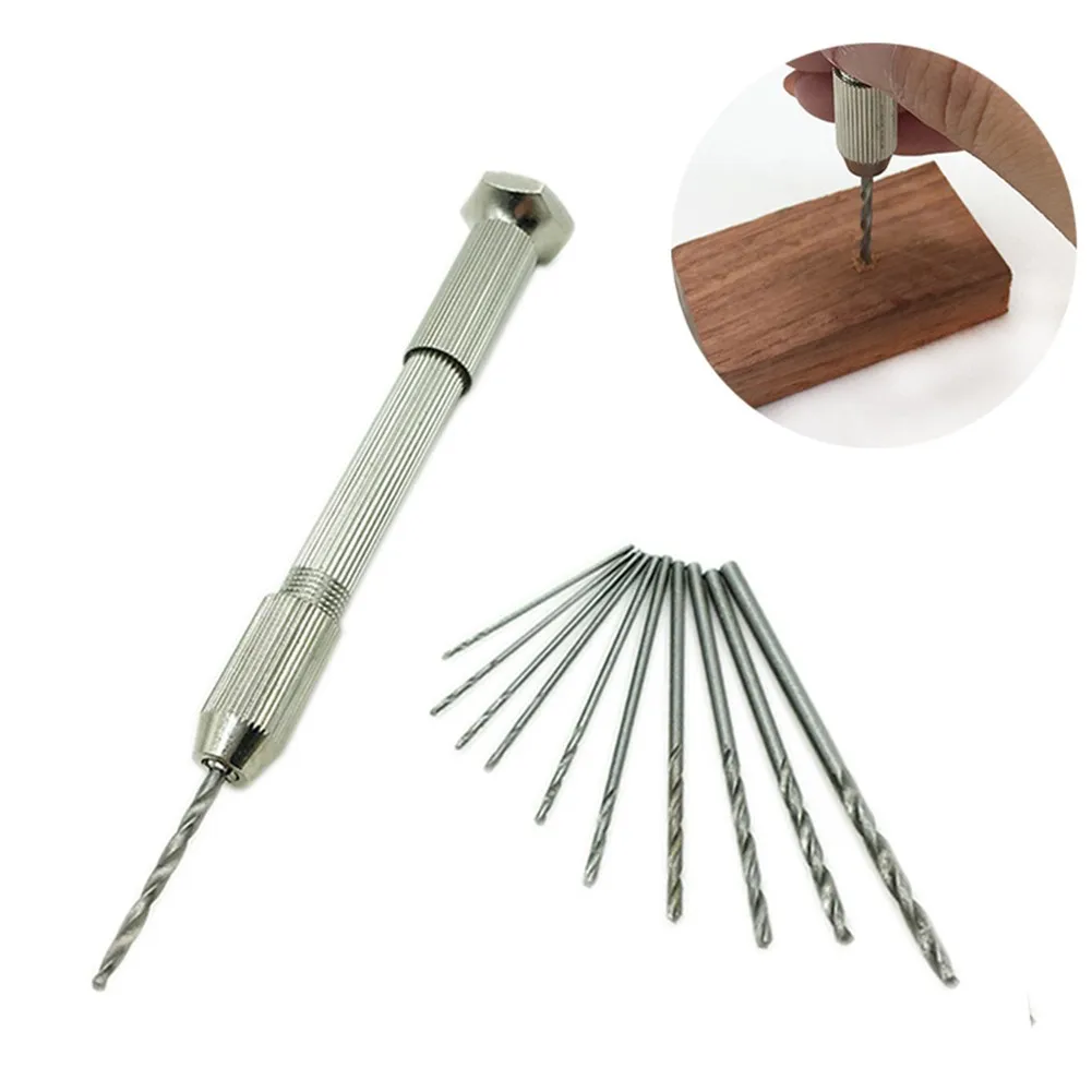 Mini Micro Aluminum Hand Drill With Keyless Chuck HSS Steel Twist Drill Bit  Woodworking Drilling Rotary