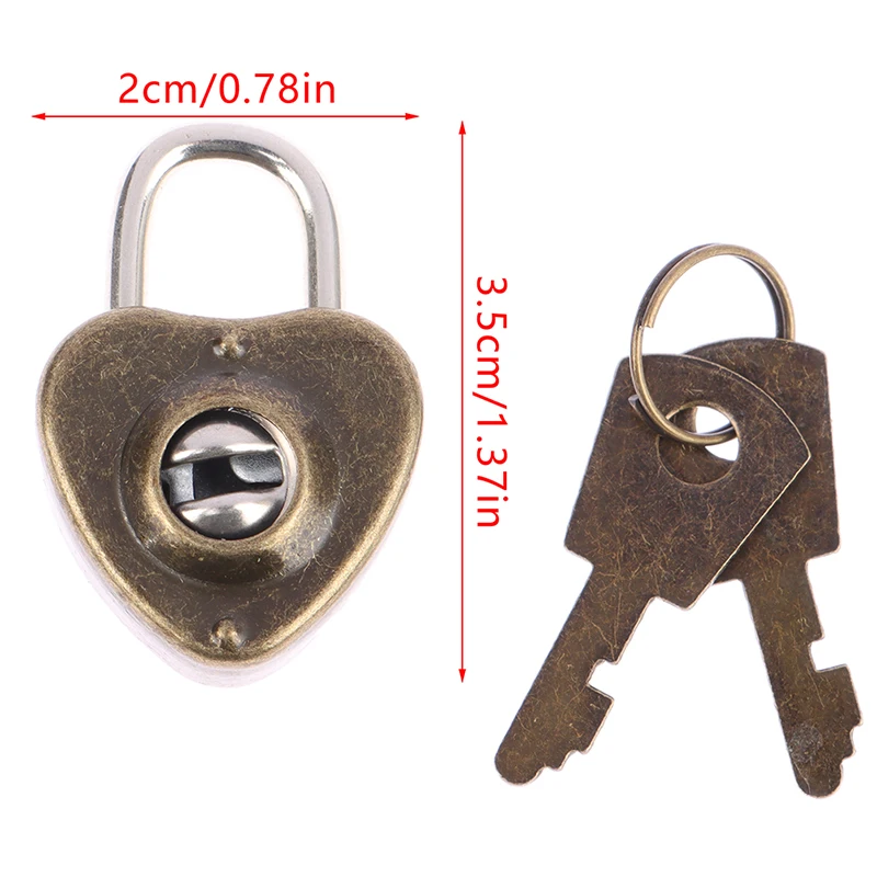 Poartable Heart-shaped Lock Key Set Blessing Hardware Padlock Kit Traveling  Multi Functional Lock