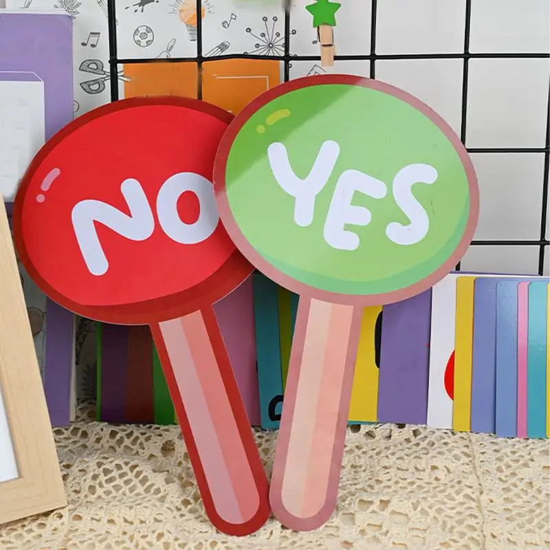 Yes No Hand Signs 2X Interaction Signs Quick Response Signs Reusable True False Paddles For Teacher Student Interaction