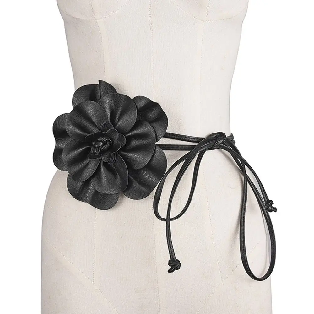 PU-Leder-Blumen-Seilgürtel, luxuriöse dekorative florale Taillenkette, DIY gewebter Taillengürtel für Röcke, Jeans, Kleider, Kleidung – Detail 11