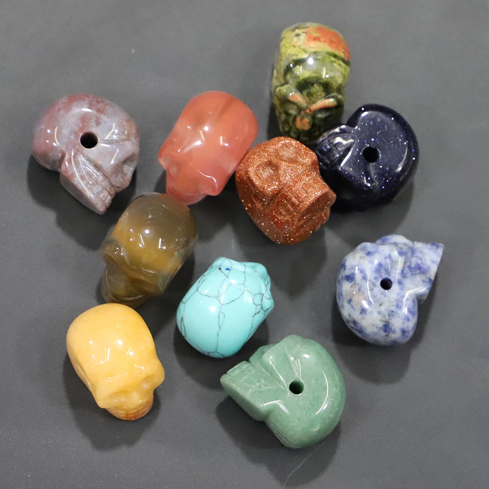 Selling Natural Stone Skull Pendants Necklace Fashion Jewelry Making Charms Skeleton Bracelet Gift Wholesale 6Pcs Free Shipping