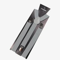 Classic Men's Adjustable PU Leather Suspenders for Weddings and Formal Attire (GRAY)